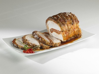 Rôti de Noël à la farce fine cèpes et châtaignes